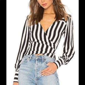 ❤️Lovers + Friends Striped Wrap Top, Revolve